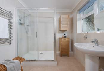 The family shower-room has a large shower, perfect for a refreshing shower after a busy beach day.
