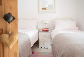 Bedroom 3 is a pretty twin room, the beds are two-foot six-inches wide and recommended for children only.