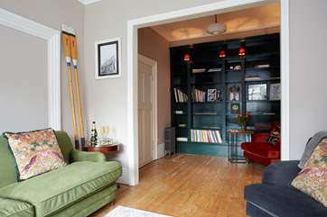 The beautifully furnished sitting-room gives a nod to the maritime location of Leeway House.