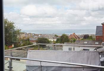 Take in the views over the Solent from the first floor bedroom. The balcony is next door.