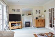 The wood-burner effect electric stove will keep you cosy in cooler months.