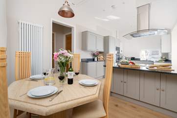 The modern, spacious kitchen has all you need to cook a holiday meal.