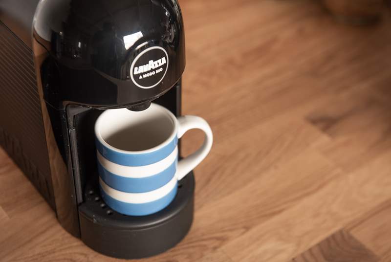 There's even a coffee maker for your morning cuppa.