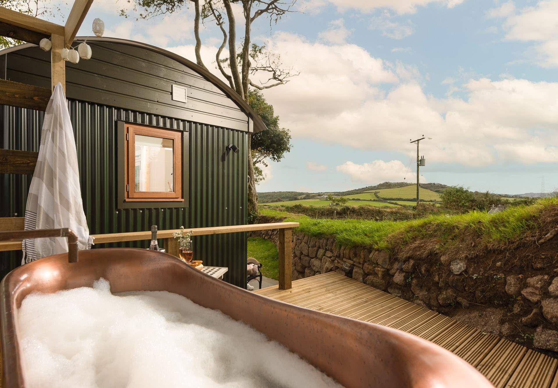 Enjoy the beautiful views in the roll top bath. 
