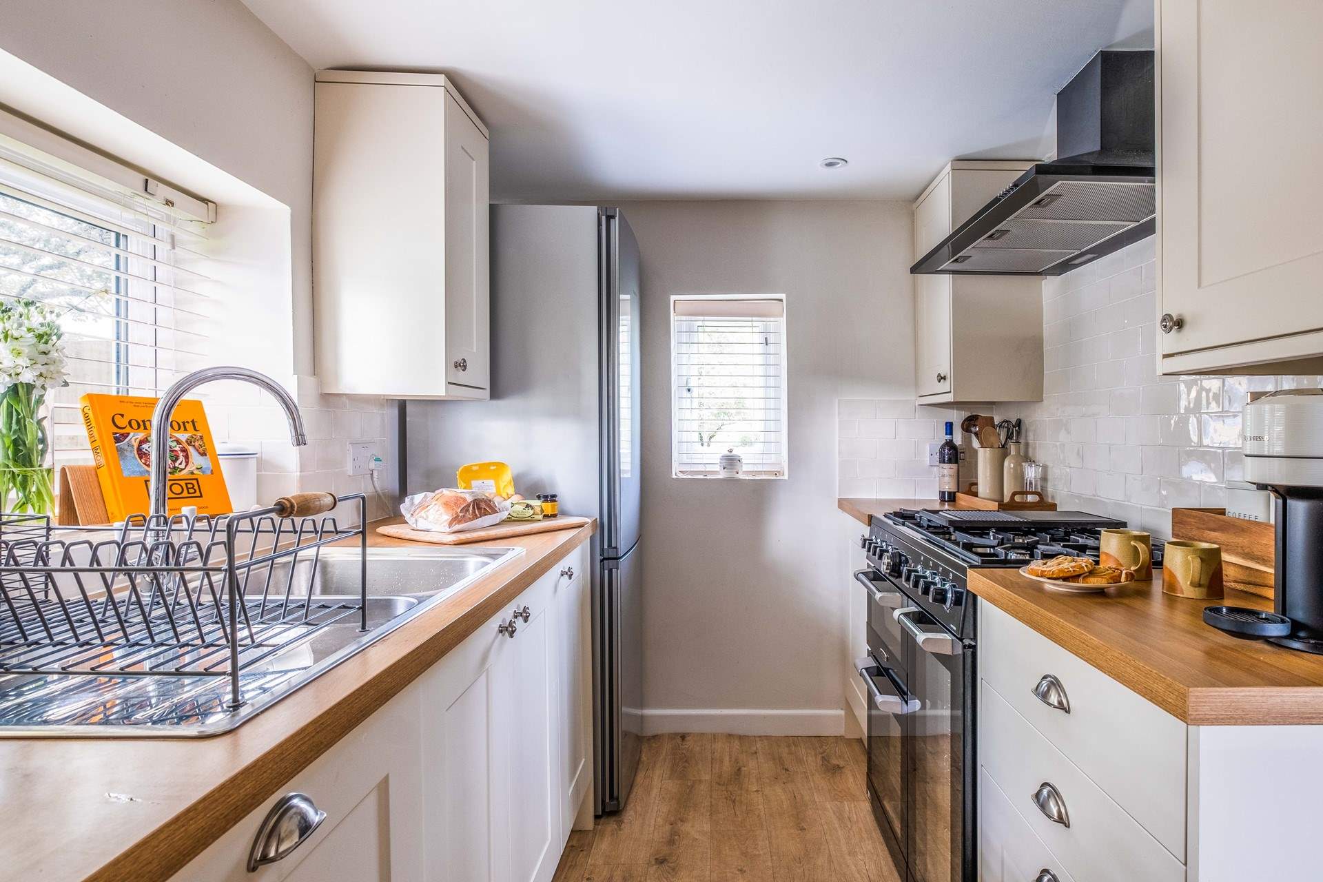 The galley kitchen is small but perfectly formed.