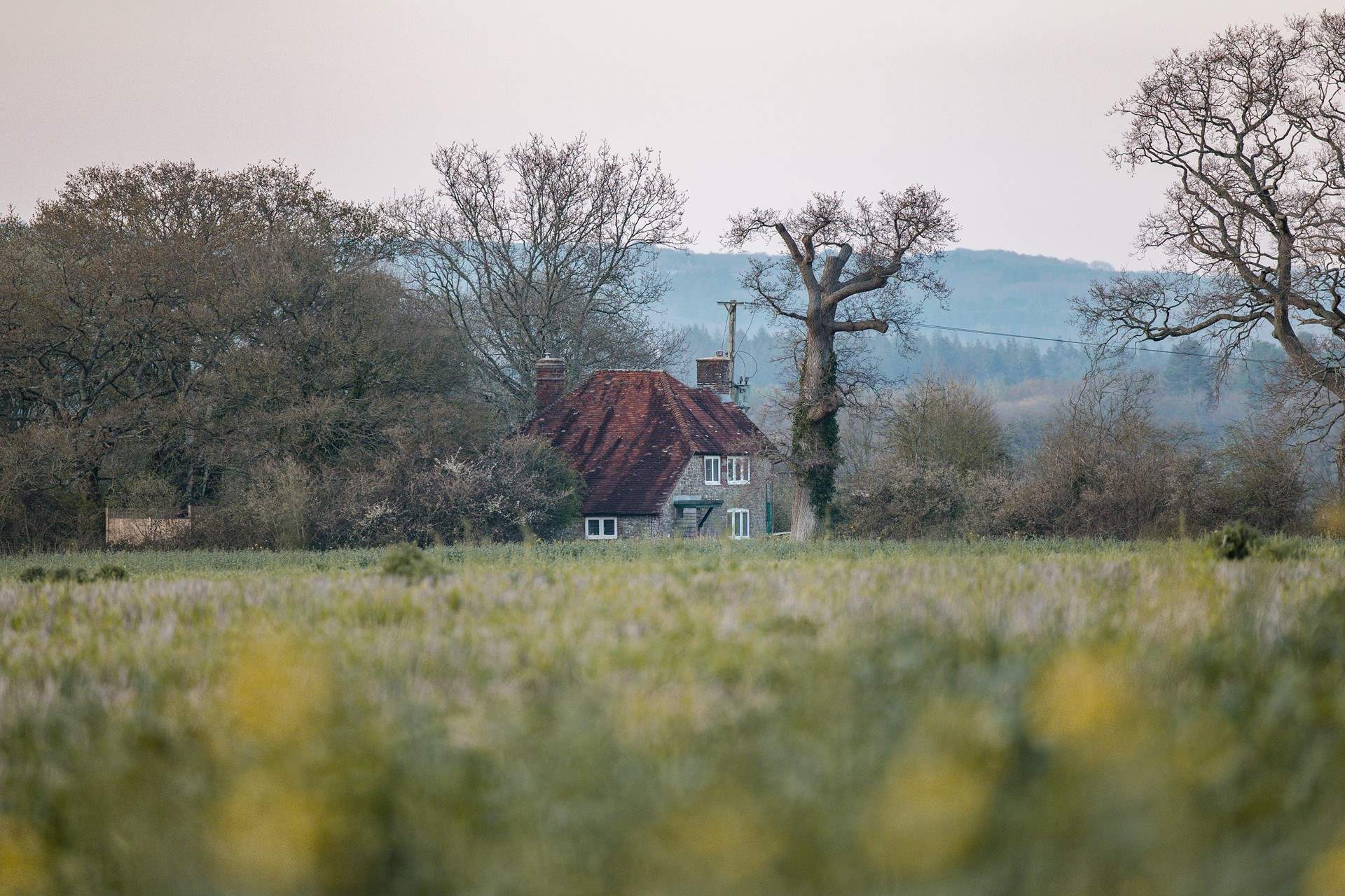 Amidst beautiful countryside.