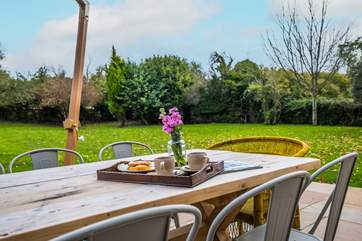 Enjoy al fresco dining on the patio.