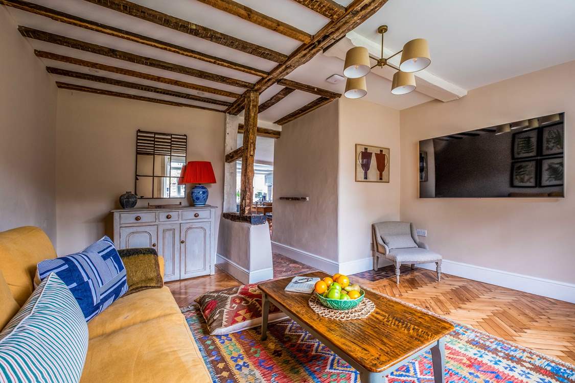 Quirky features such as these beautiful beams can be found throughout Challens Yarde.