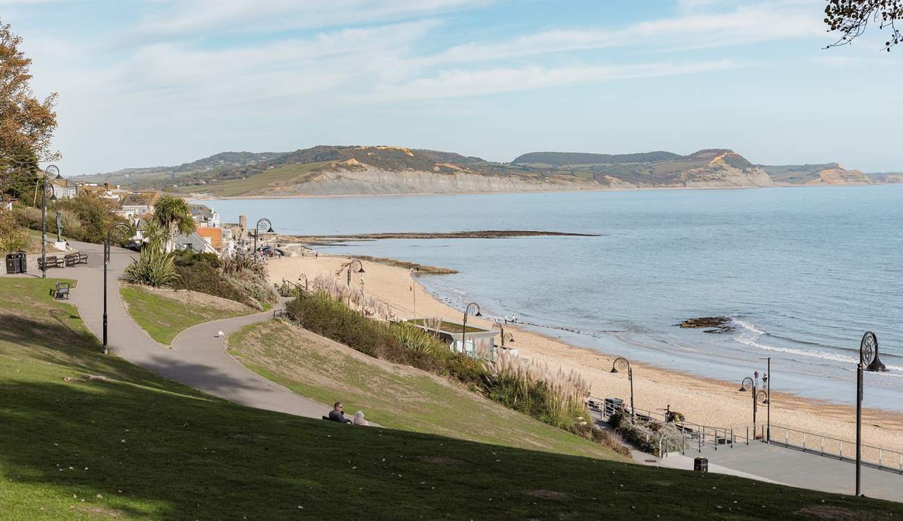 Lovely views from the Langmoor and Lister Gardens across to Golden Cap - the highest point on the south coast.