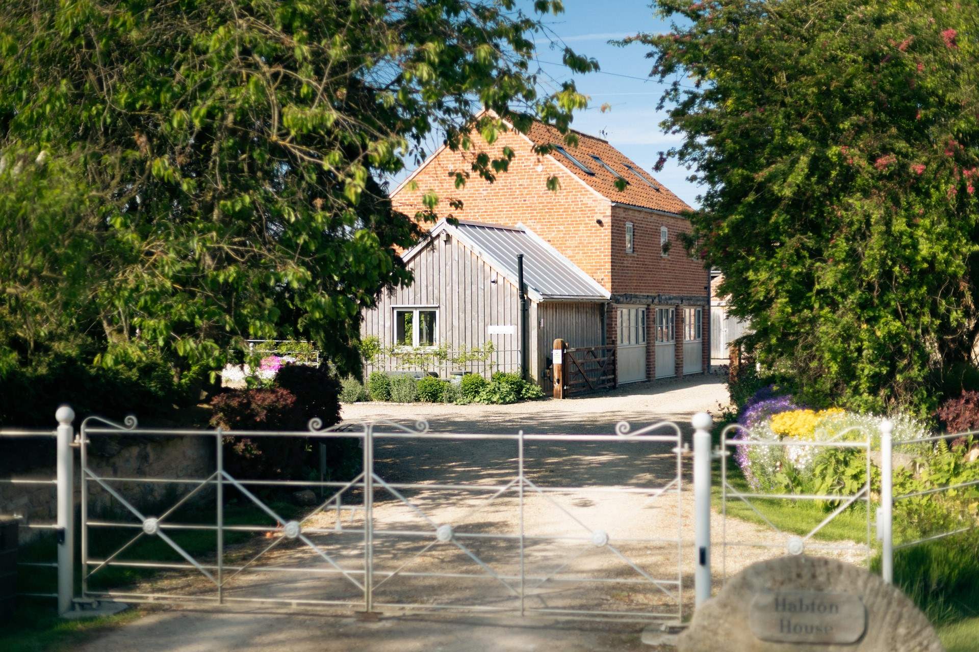 Through the electric gates to your holiday home.