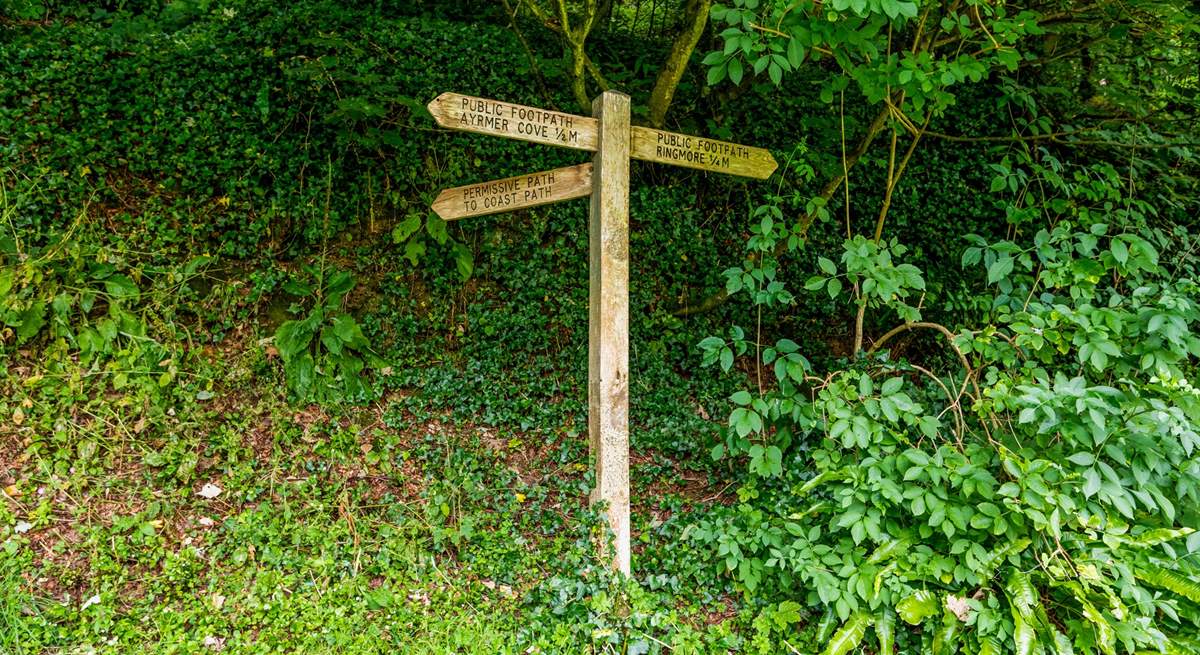 Step out of Lower Manor Farm and choose a footpath to follow.