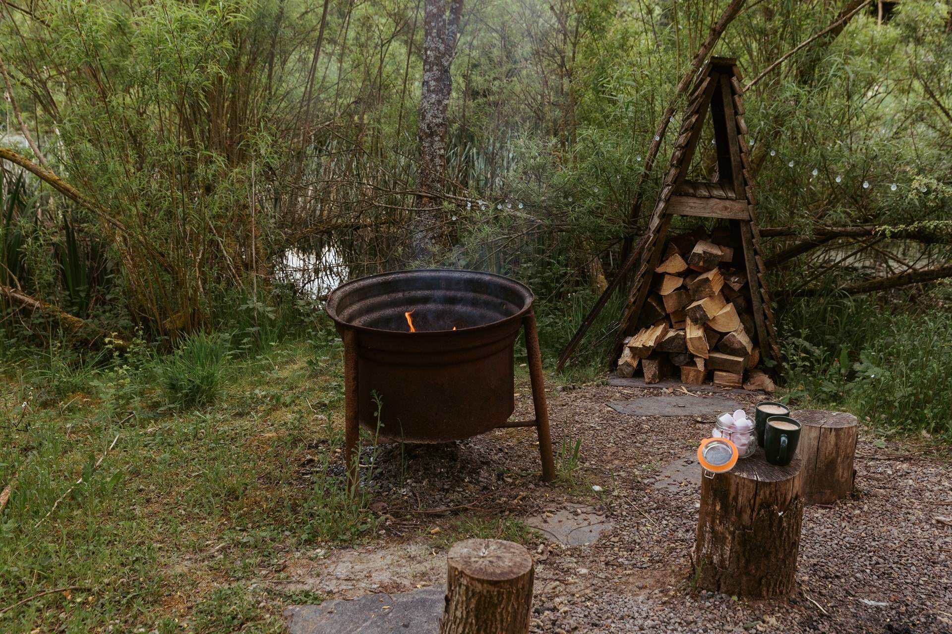 Enjoy hot chocolates and toasted marshmallows fireside. 