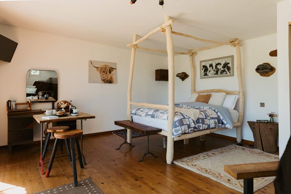 Quirky, handcrafted furniture fills the treehouse, making it the most unique retreat.