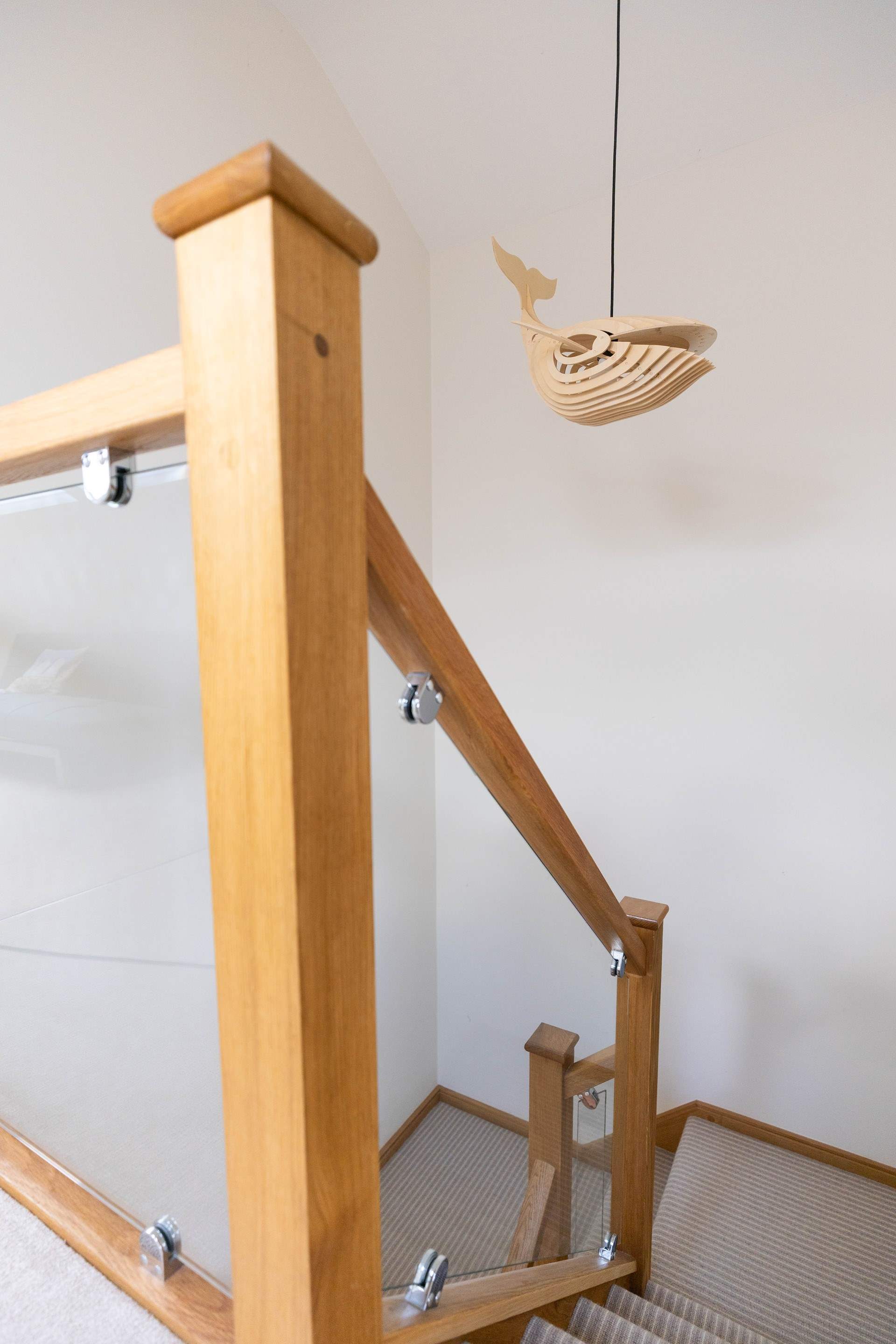 The nautical Whale light guides you up the stairs. 