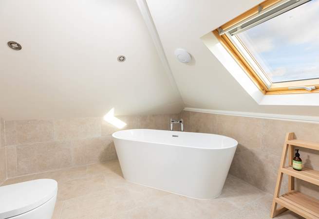 The free standing bath is perfect for a long soak.