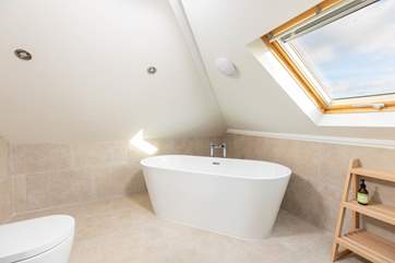 The free standing bath is perfect for a long soak.