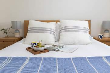 The bedrooms have comfy beds and lovely linens for a great night's sleep.