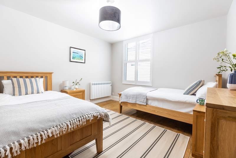 The twin bedroom on the ground floor is ideal for either adults or children.