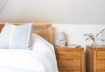 This pretty bedroom has a gorgeous en suite bathroom.