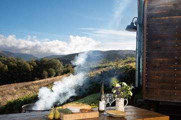 Why not dine al fresco by the warmth of the fire-pit?