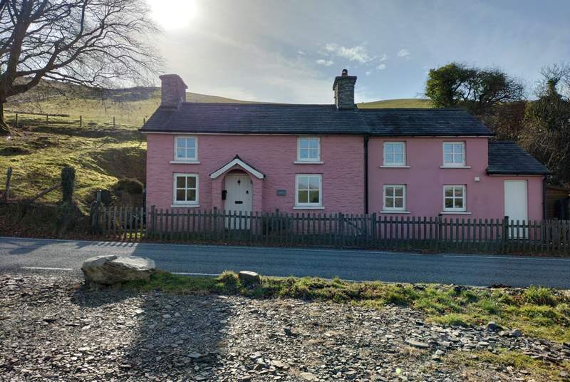 The owner's gorgeous pink cottage is a great landmark to look for when finding Ffion. 
