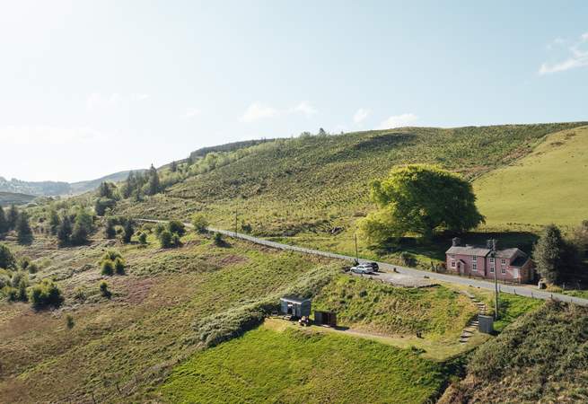 The owner's gorgeous pink cottage sits above and behind Ffion and is a great landmark to look for when arriving. 