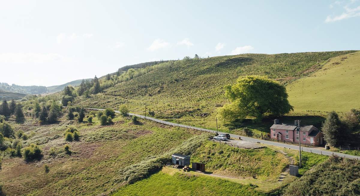 The owner's gorgeous pink cottage sits above and behind Ffion and is a great landmark to look for when arriving. 