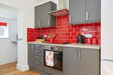 The quirky kitchen has everything you'll need.