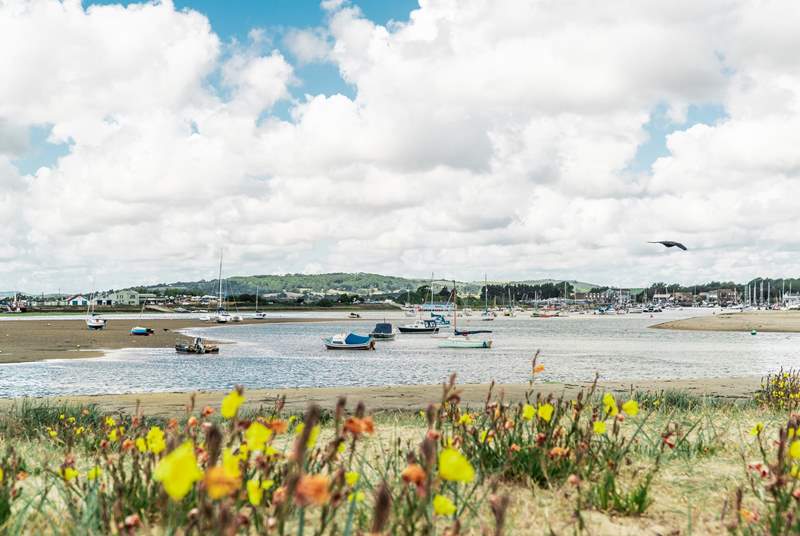 The Isle of Wight is surrounded with wonderful walking trails, view of Bembridge Harbour at low tide.