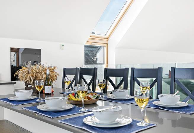 The opulent dining-table is perfect for sociable family dinners.