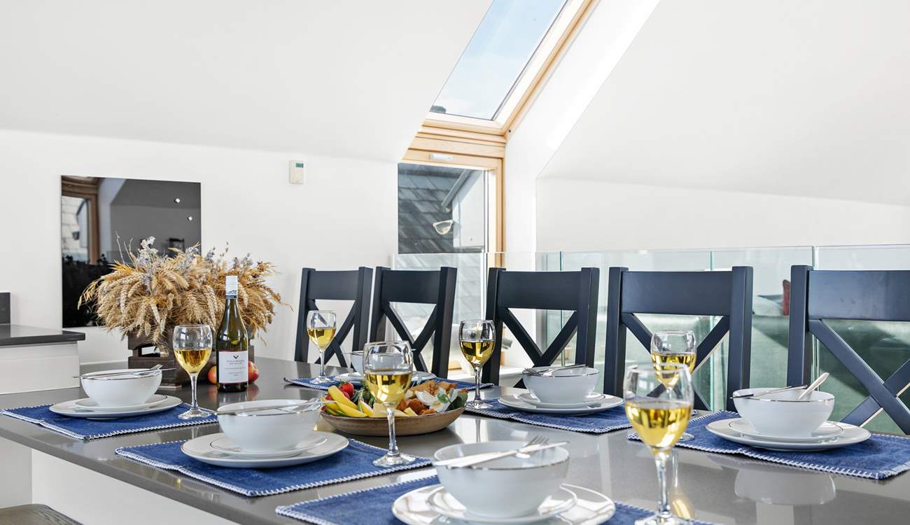 The opulent dining-table is perfect for sociable family dinners.