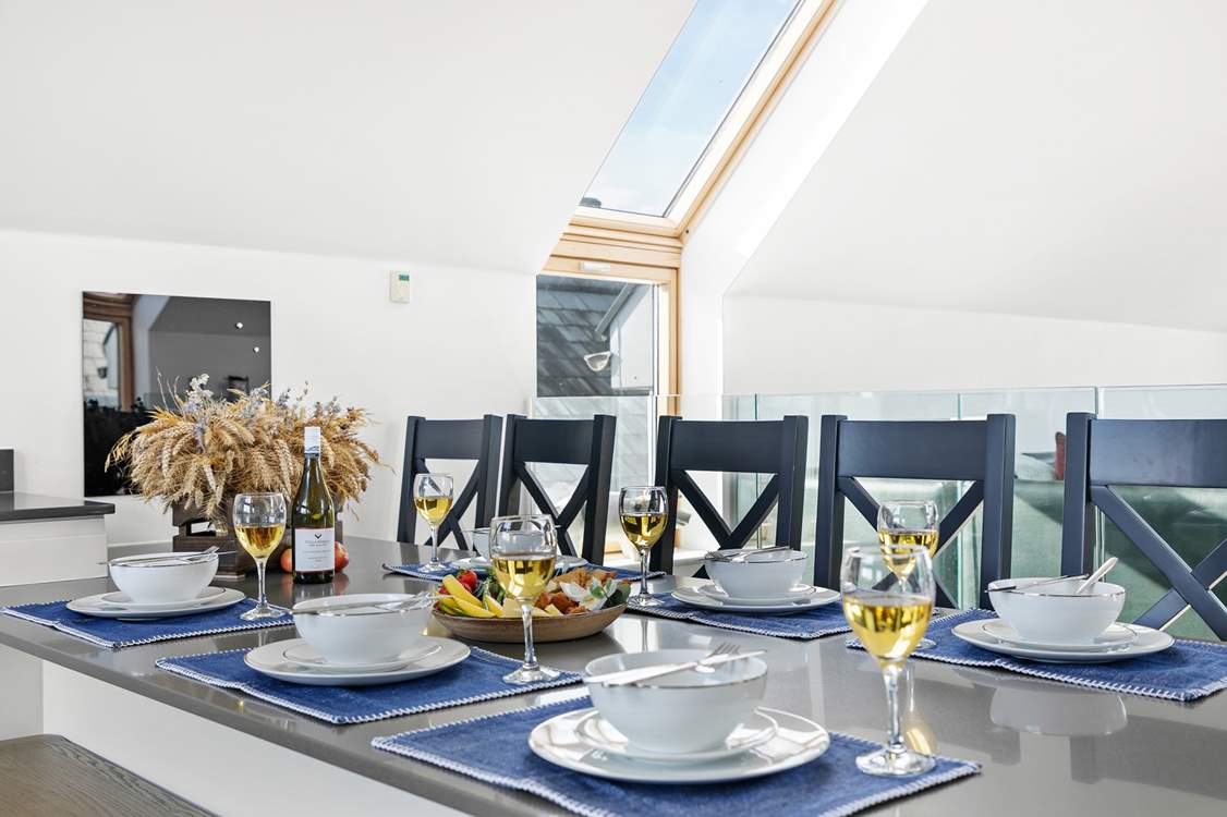 The opulent dining-table is perfect for sociable family dinners.