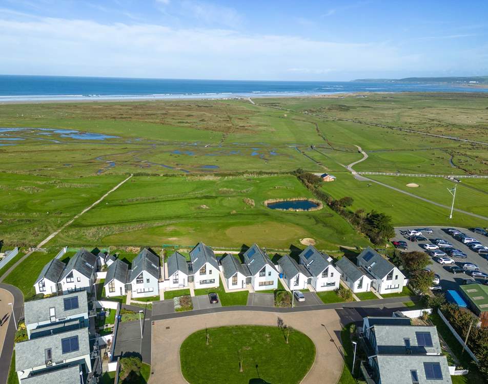 The property is only a short walk away from Westward Ho! beach via the private path to the left of the houses.