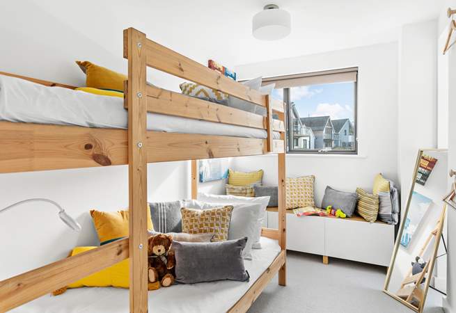 A delightful bunk-room with 3' mattresses makes this a versatile room for old or young!