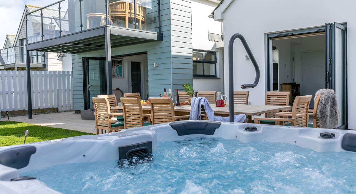 Unwind after a big day of adventures in the inviting hot tub.