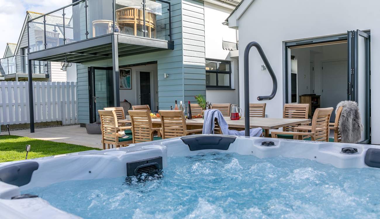 Unwind after a big day of adventures in the inviting hot tub.