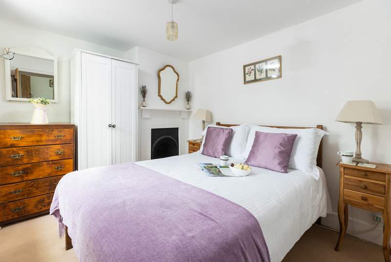 Welcome to The Cottage at Poughill. 
Elegant bedroom two offers the perfect place to relax after a day on the beach.