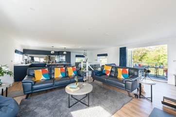 The light and airy open plan living space.