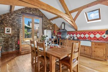 The kitchen area leads out to the terrace.