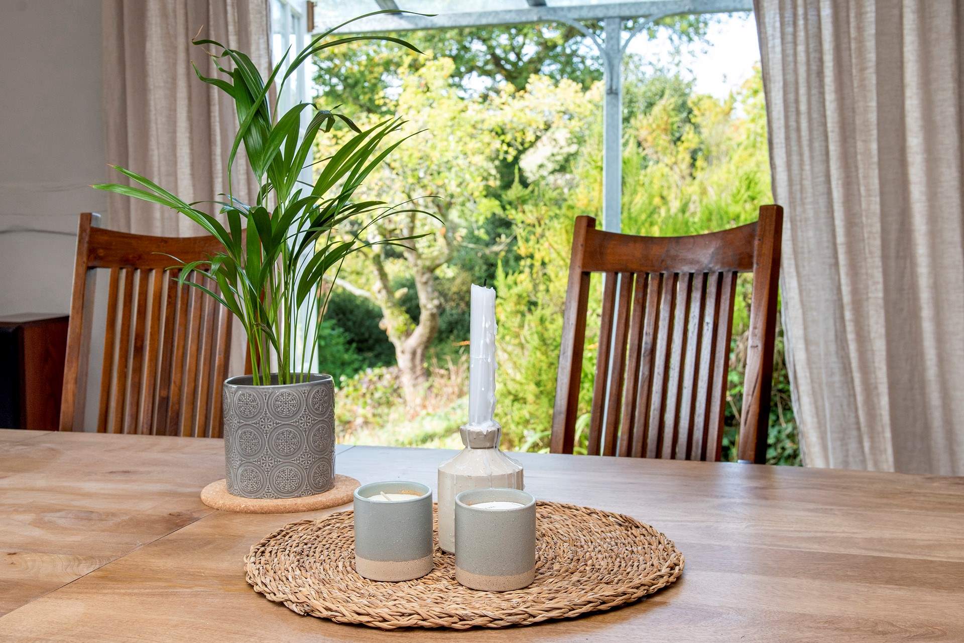 Patio doors lead out from the dining area out to the garden.