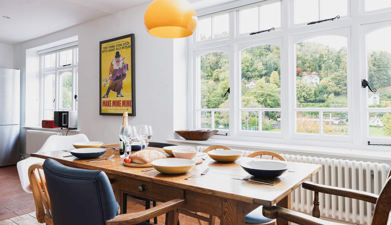 The dining-area is so light and bright - and comes with a view!