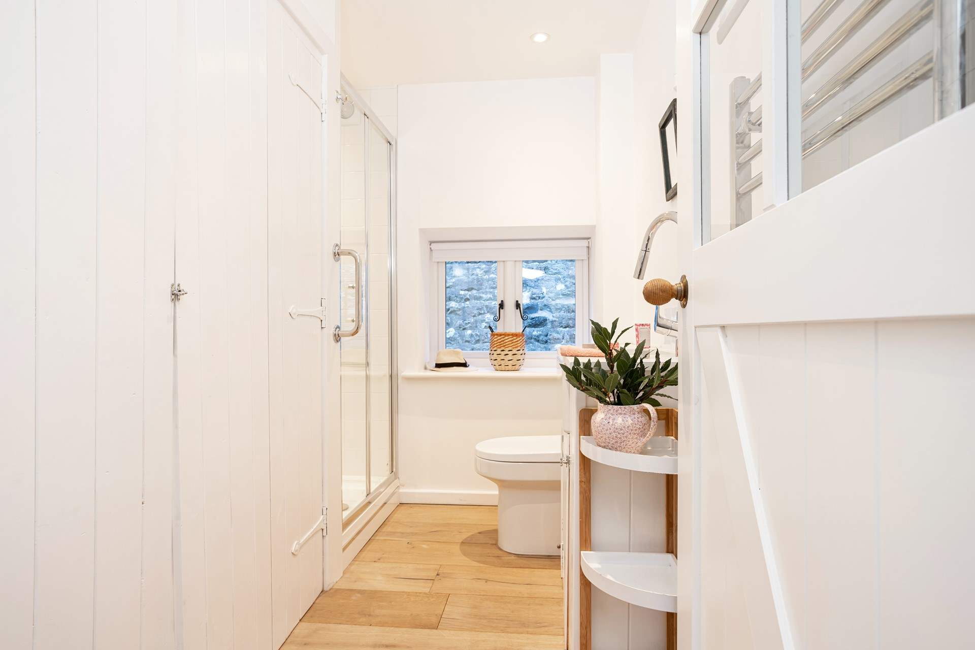 This shower-room has added handrails for support.