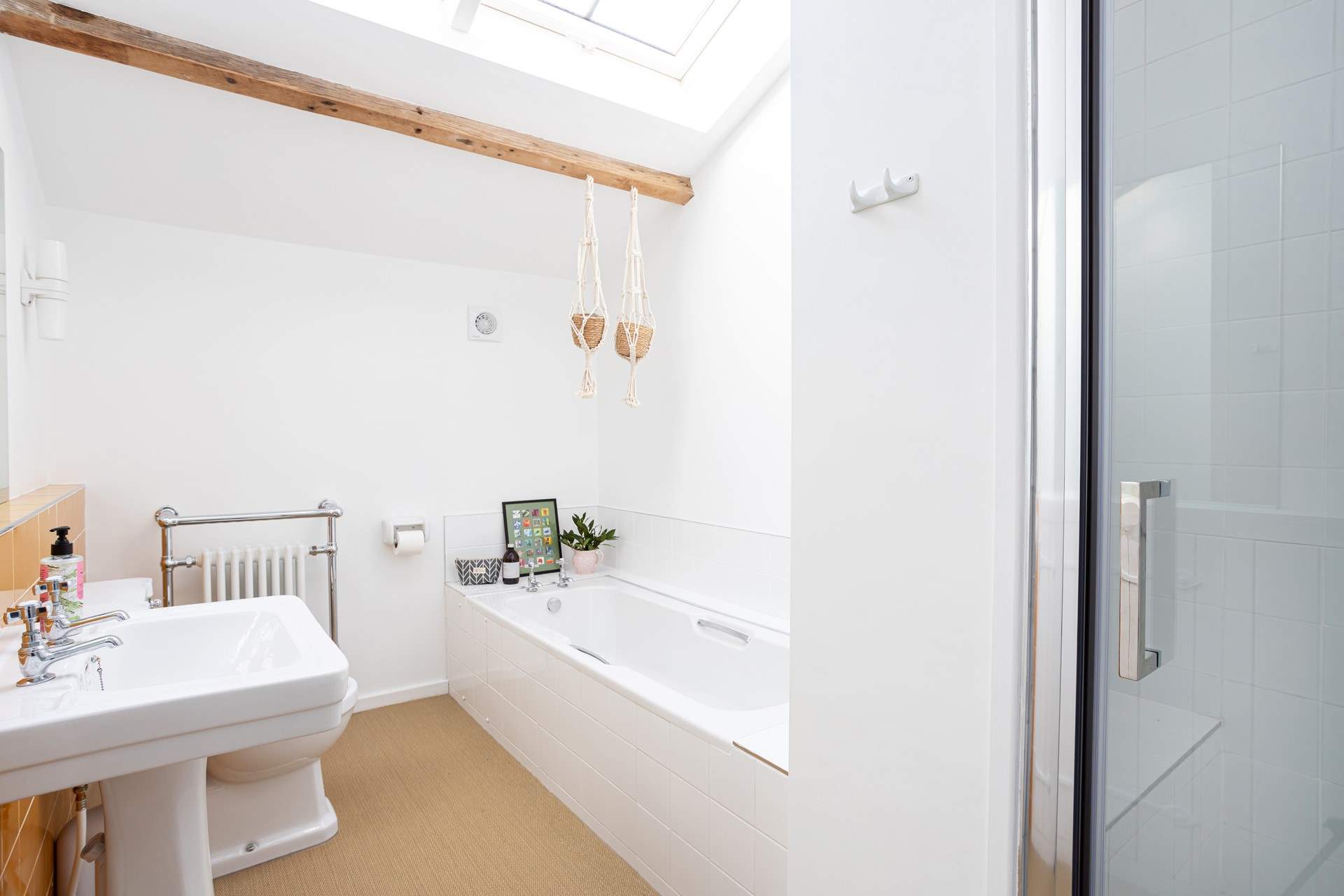 Relax and unwind with a soak in the bathtub.