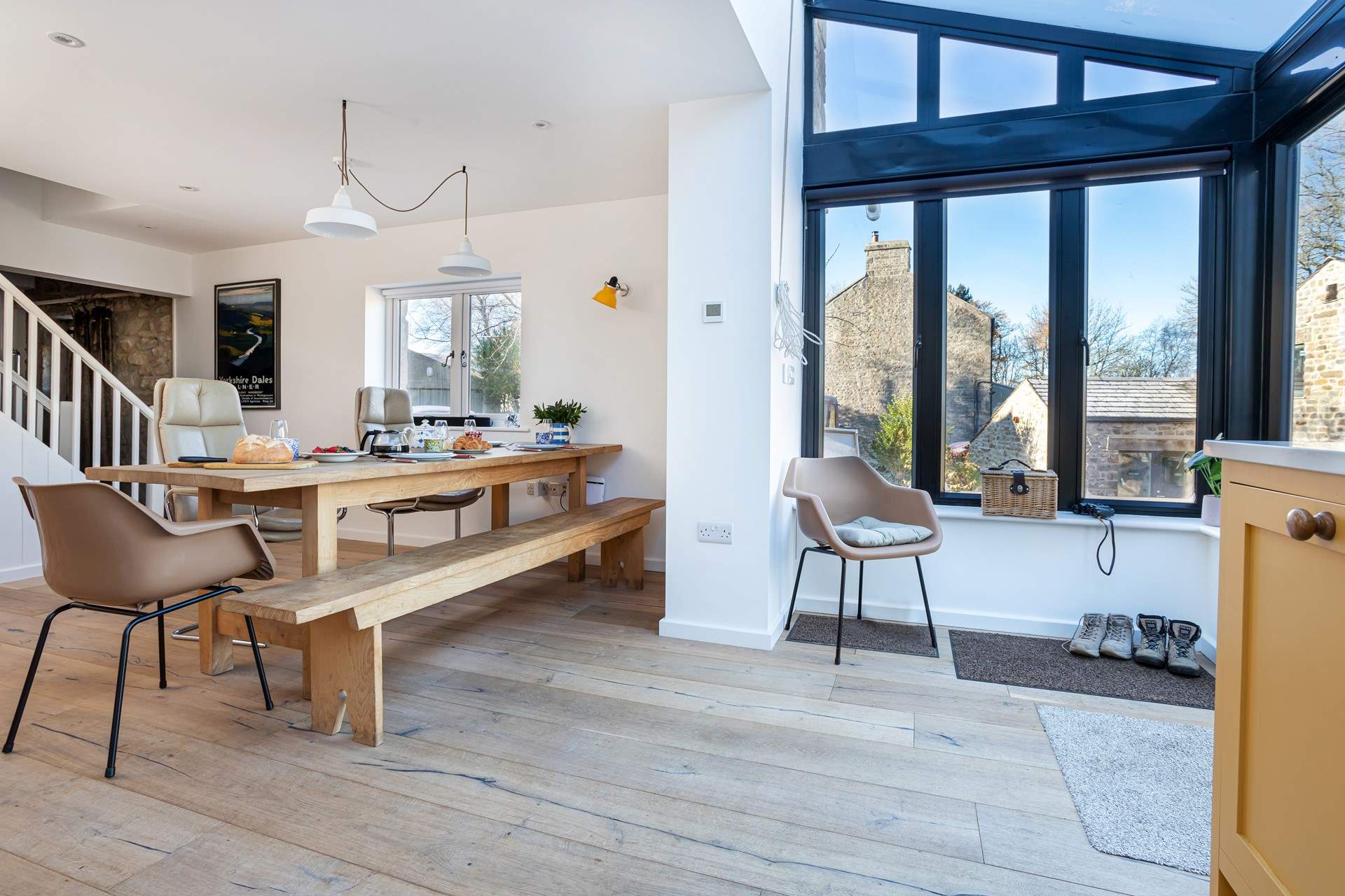 Gather round the table for a meal together.