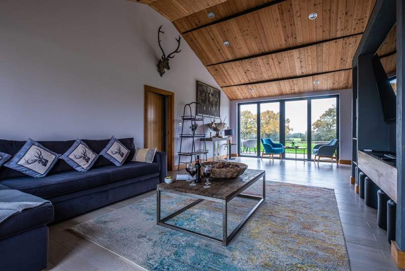 The living area with gorgeous countryside views.