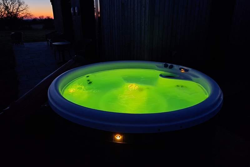 As the sun goes down, but better way to relax than in the hot tub.