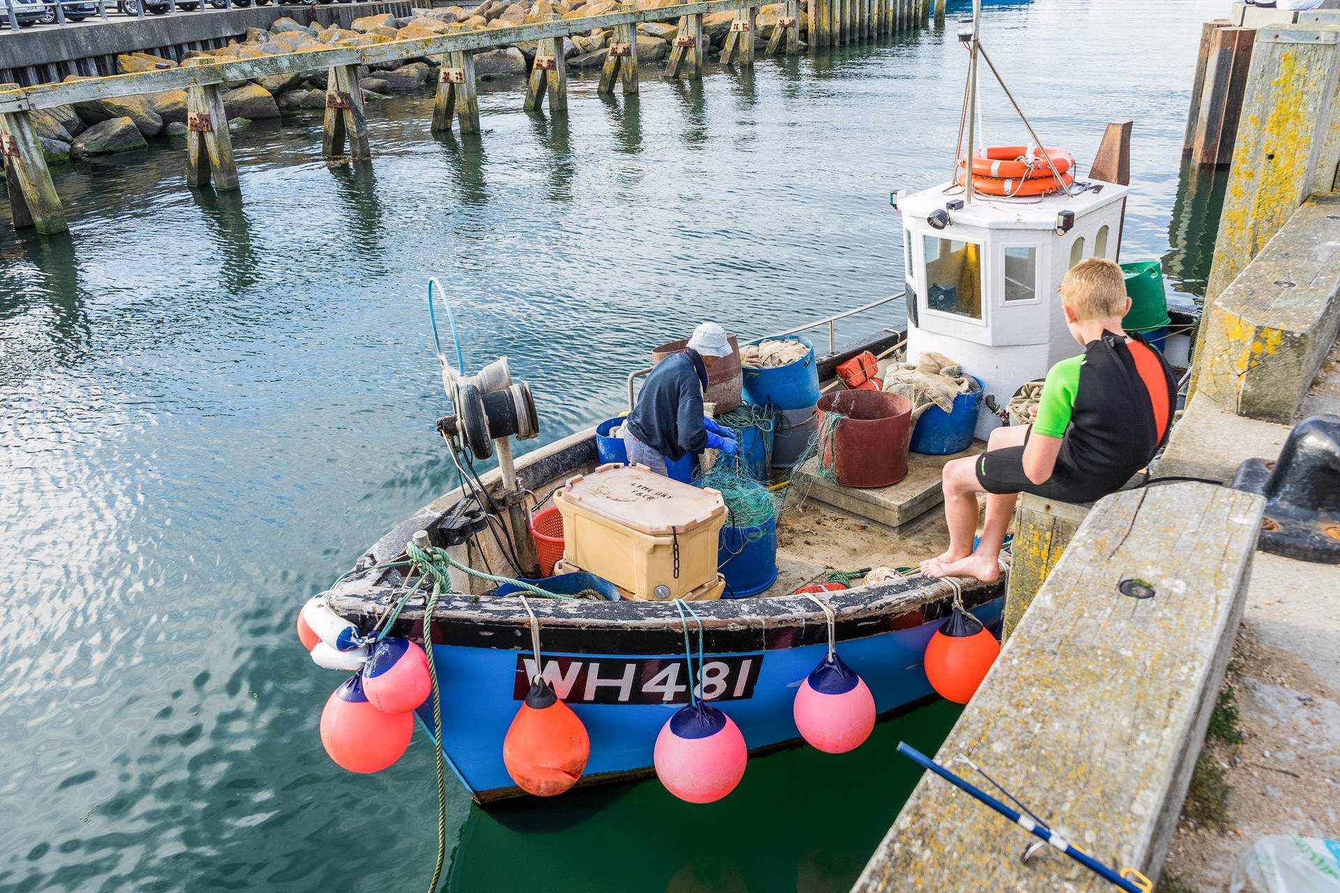Visit the boats at West Bay harbour - the perfect place for crabbing !