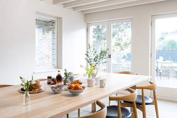 The large double doors really let the light flood into the kitchen/dining-room.