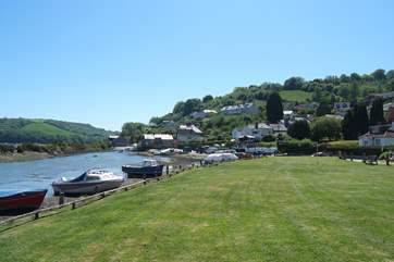 The waterside playing field in Golant, perfect for games or sitting and watching the boats.