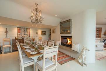 The fabulously furnished open plan living space is the highlight of the ground floor. Open fire available at Christmas and New Year only.